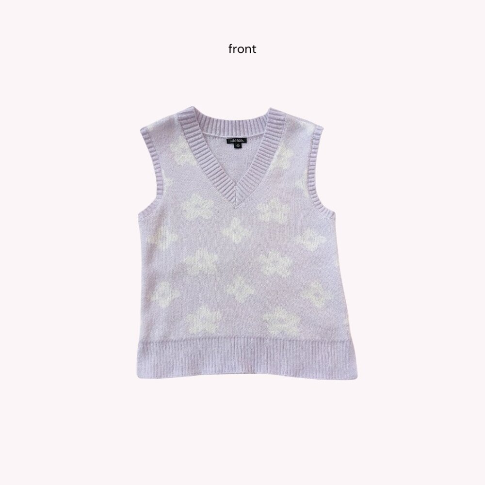 pastel purple flower sweater vest